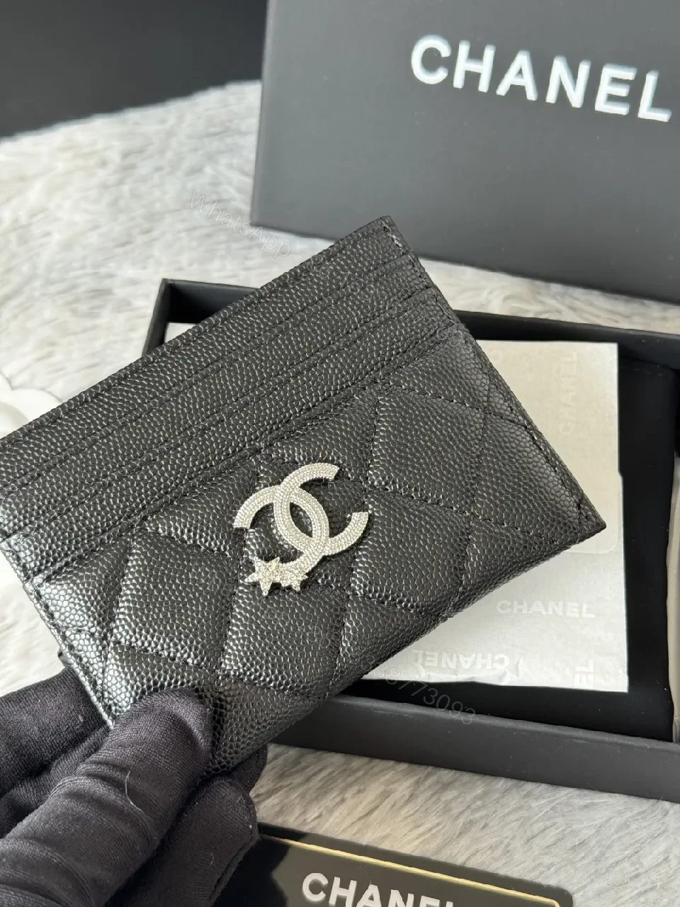View 6 of Quilted Black Card Case Wallet – Luxury Leather, Slim Clutch