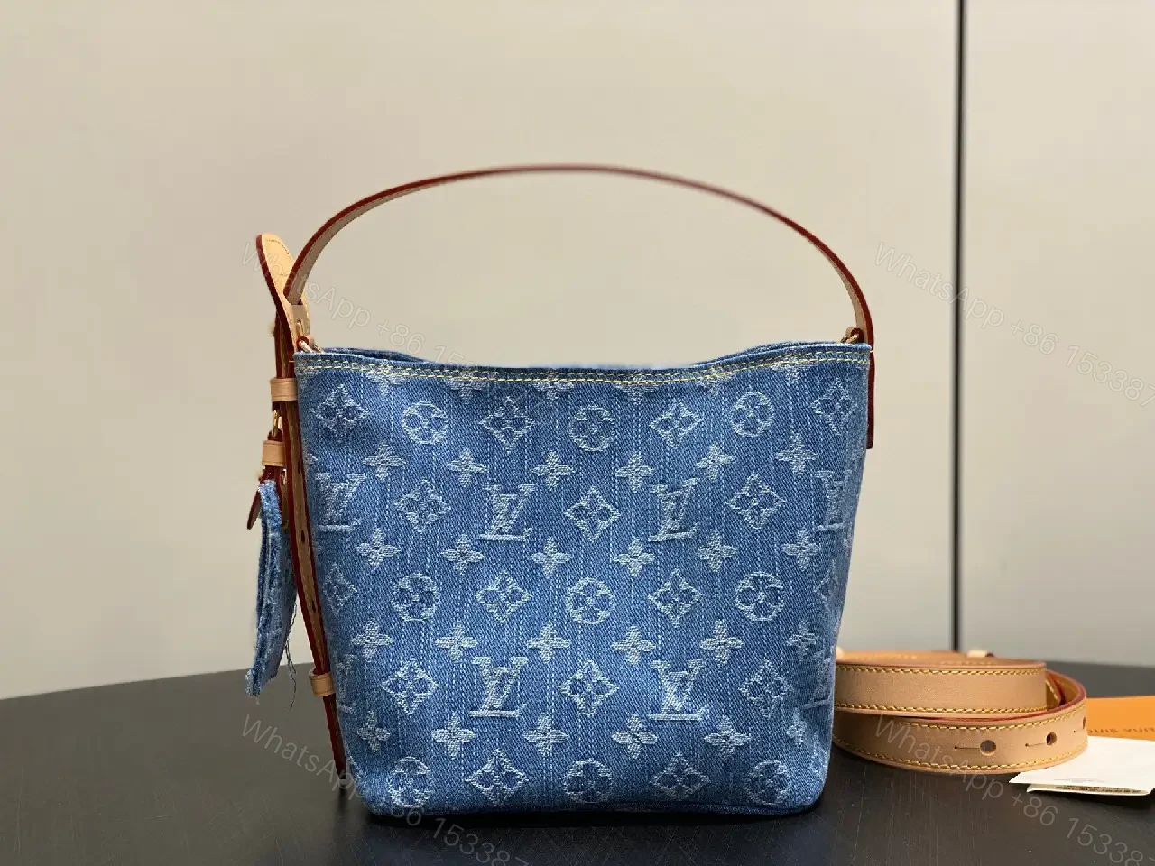 View 5 of Denim Monogram Mini Satchel: Modern Luxe, Day-to-Night