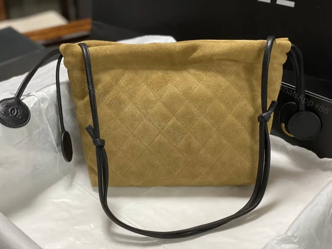 View 7 of Tan/Suede Leather Quilted Shoulder Bag Chanel Logo Accent Bag