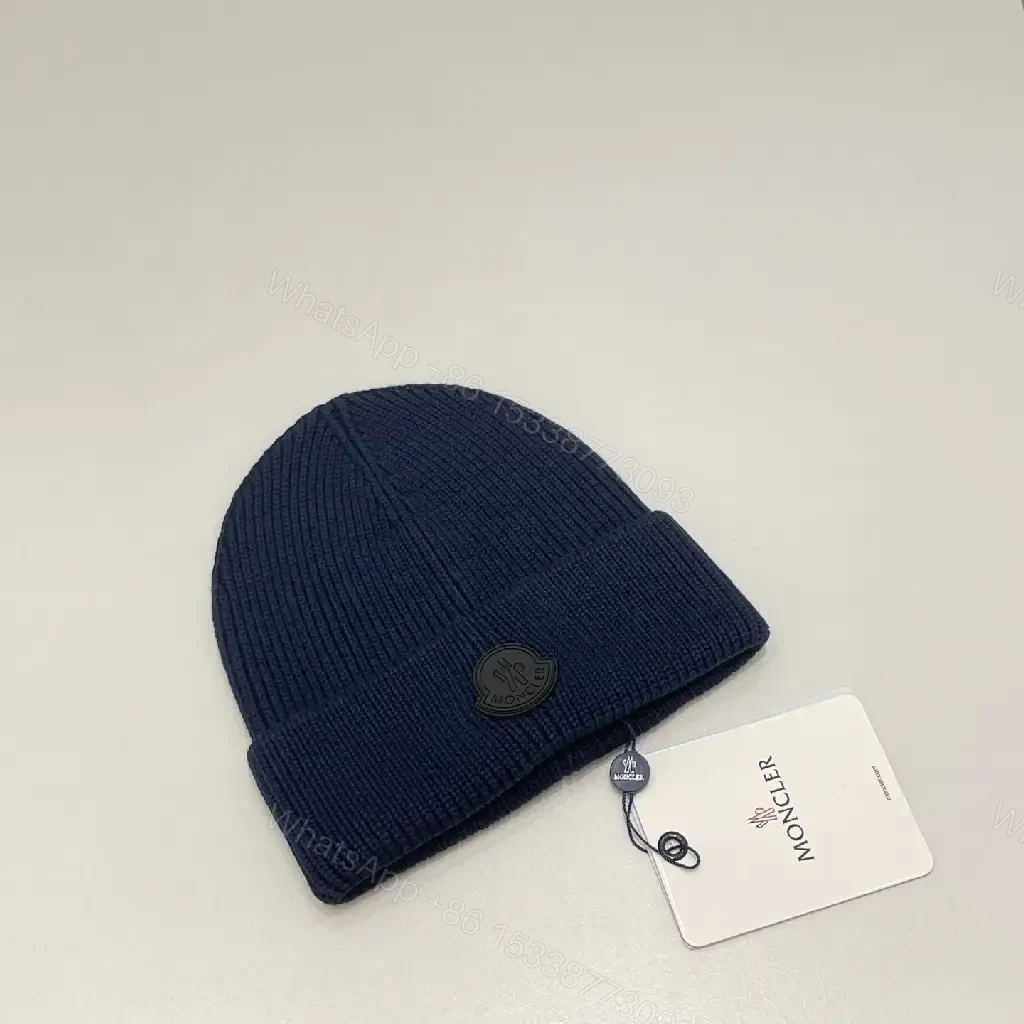 View 2 of Textured Knit Beanie - Luxe Wool, Ribbed Style, Subtle Logo, All-Season Warmth