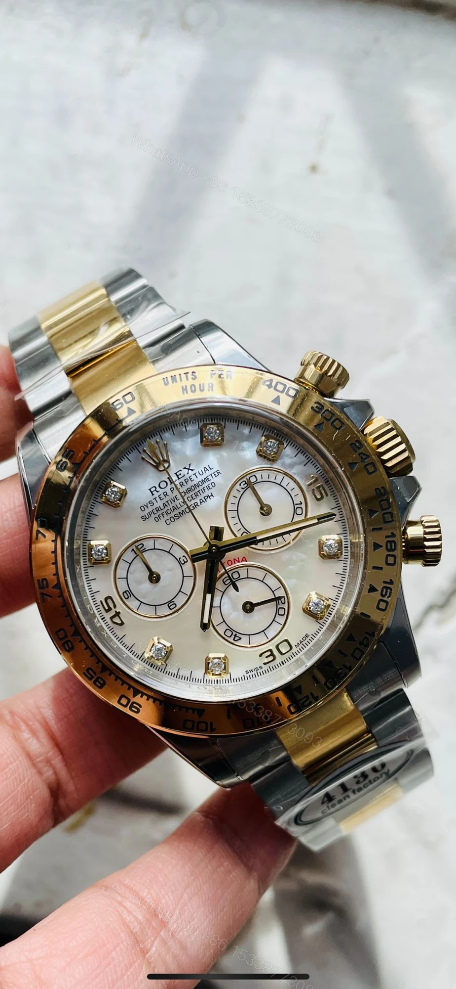 View 5 of Clean Factory 1:1 Rolex Daytona 116503 Two Tone Yellow Gold Real MOP Diamond Dial SA4130