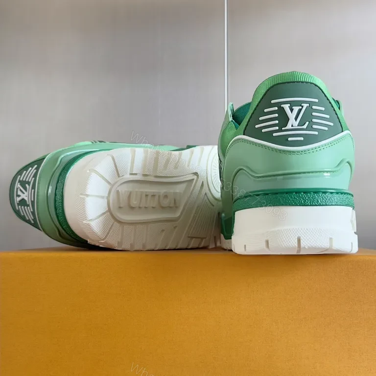View 4 of Mint Green LV-Style Leather Sneakers