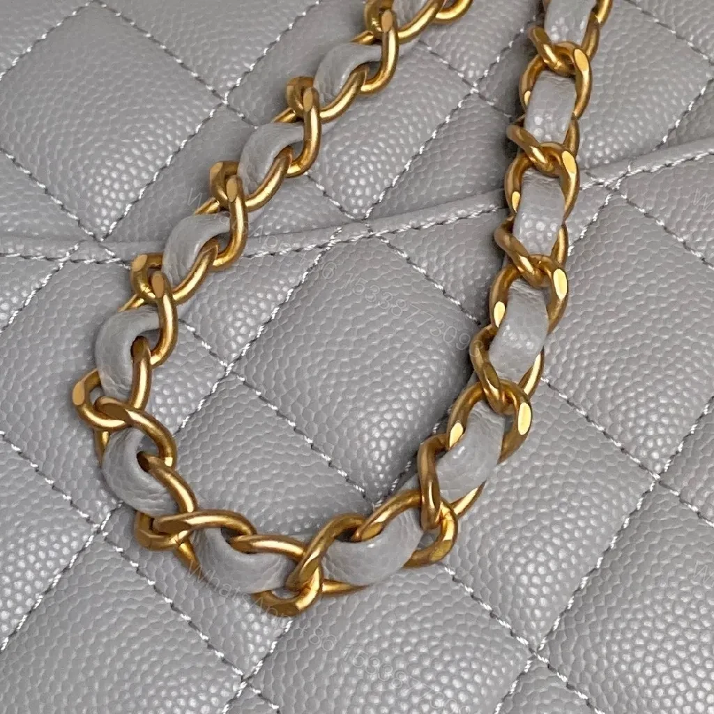 View 6 of Gray Quilted Crossbody — Gold Chain, Turn-Lock, Everyday Luxury