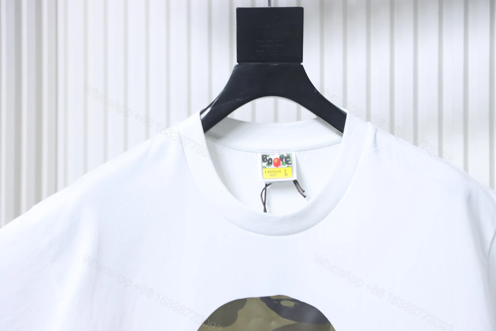 View 3 of BAPE 26ss Classic Green Camo Big Ape Head Letter Print Short Sleeve T-shirt white