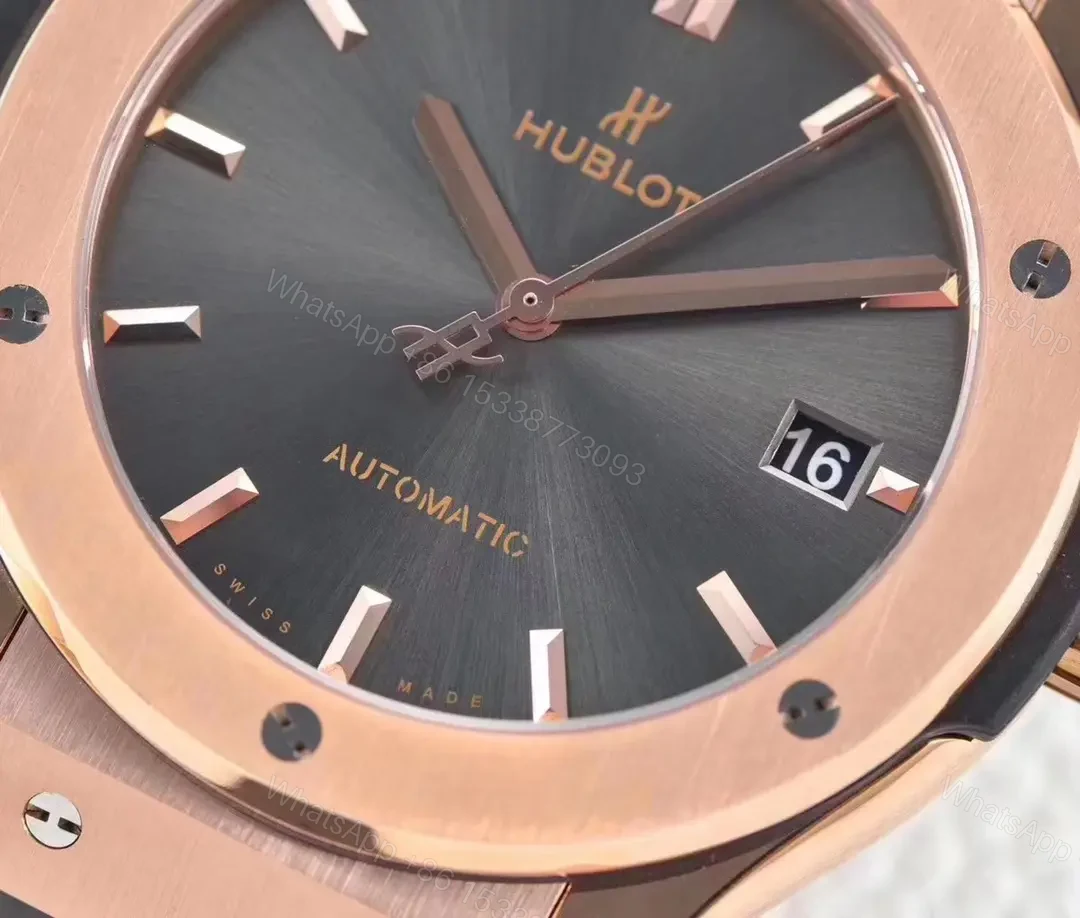 View 4 of Hublot Classic Fusion Rose Gold with Black Dial and Leather Strap Watch
