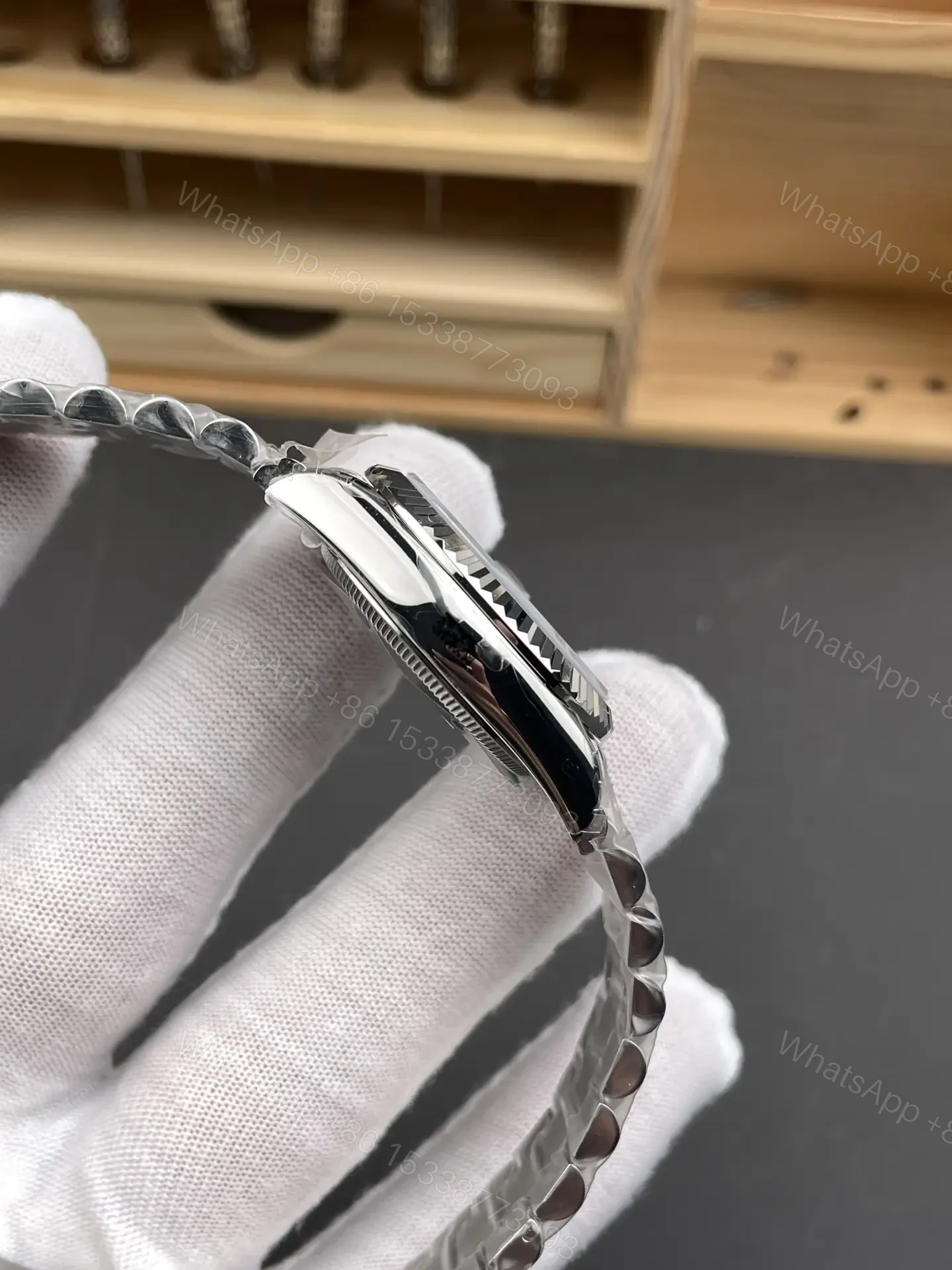 View 6 of Rolex Datejust 31 White Gold Fluted President Blue 178279-0041