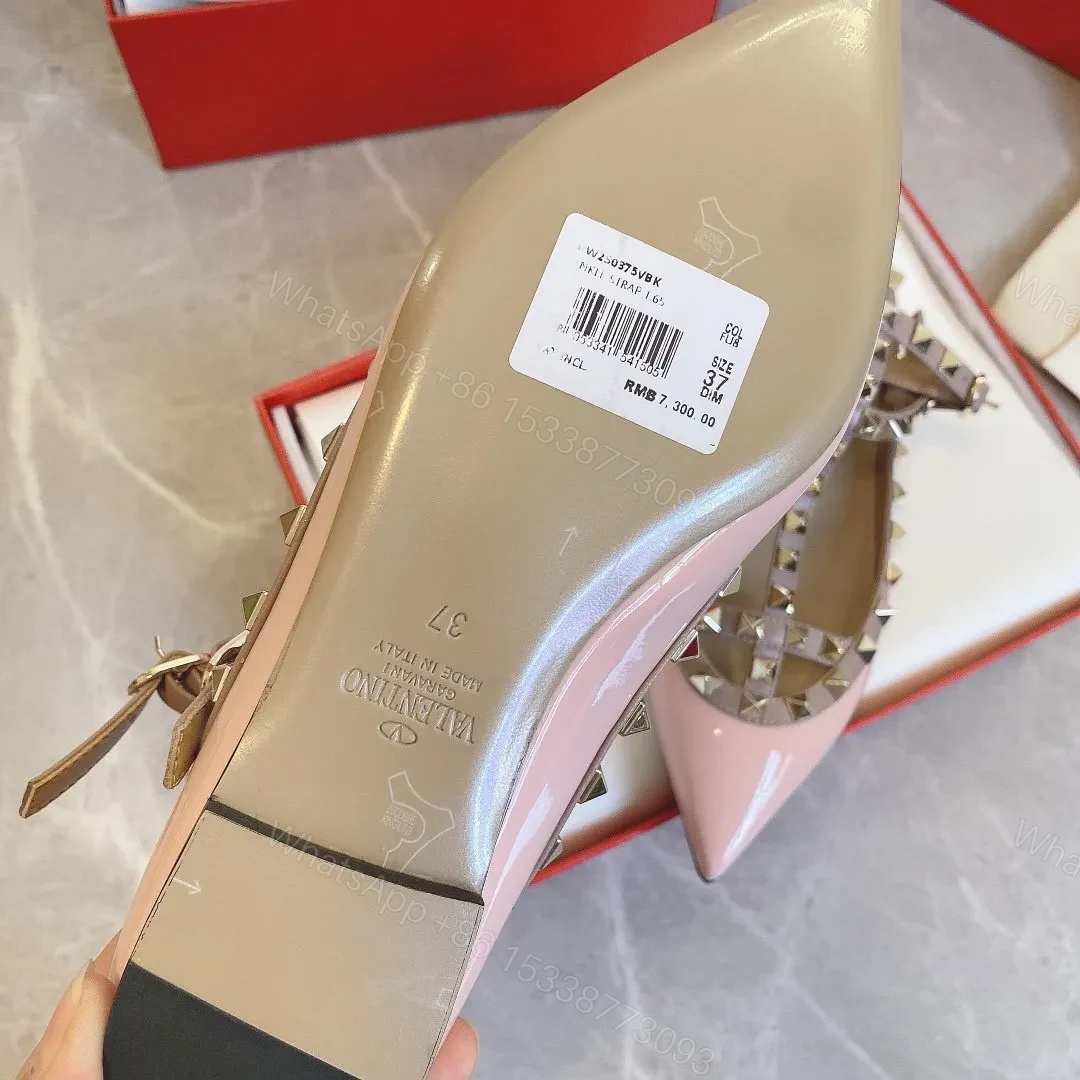 View 4 of Valentino Women Pink Patent Leather Studded Flats