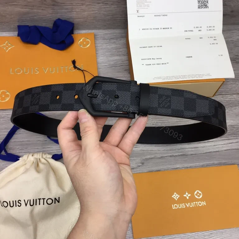 Damier Ebony Belt: Refined Luxury Matt Buckle, 3cm — view 1