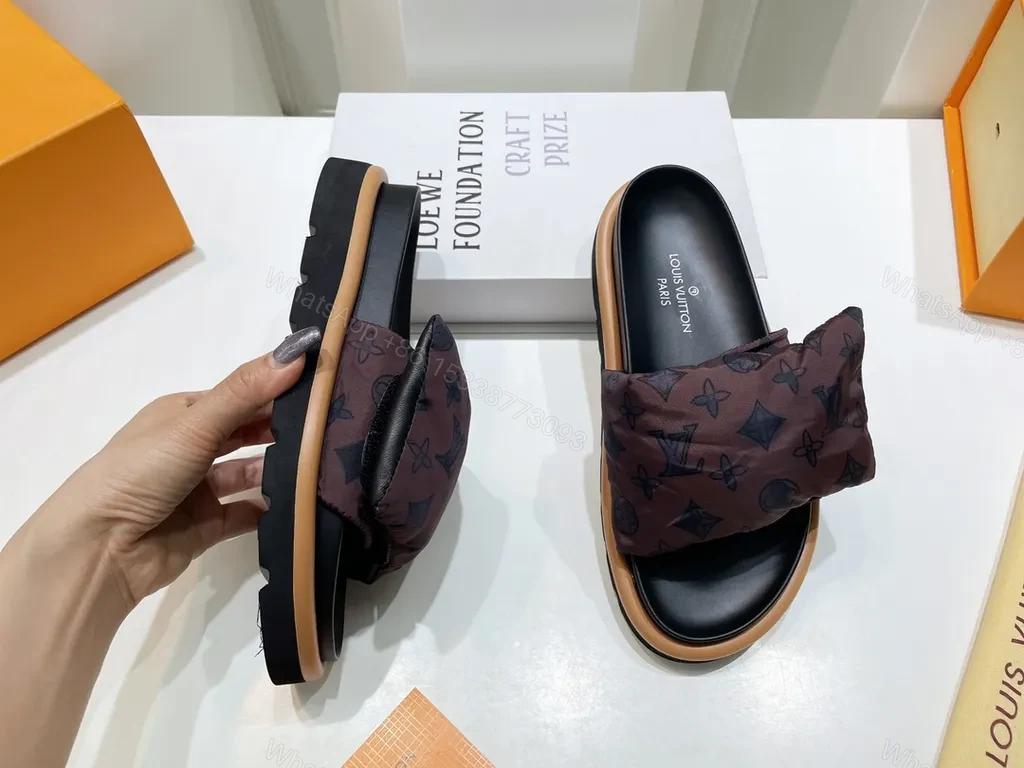 View 6 of Louis Vuitton Monogram Padded-Strap Slides: Sophisticated Comfort