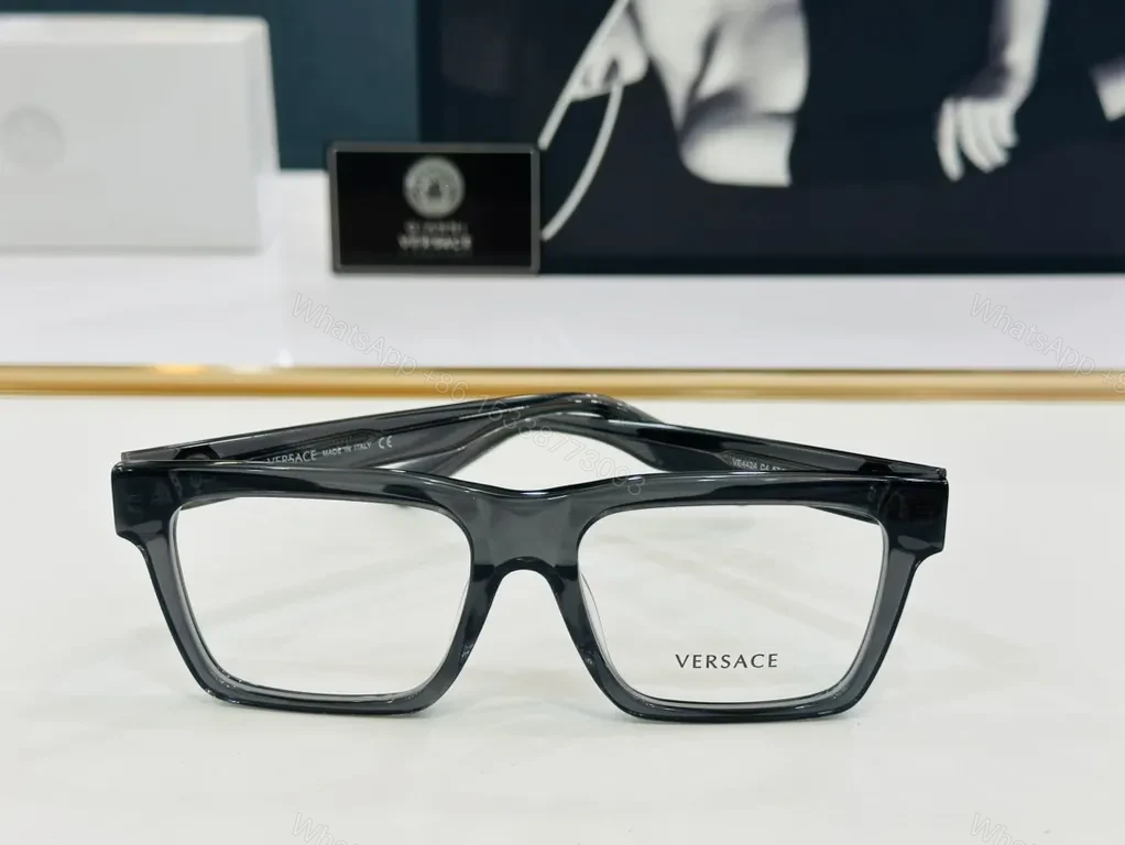 View 8 of Bold Black Versace-Inspired Acetate Eyewear with Gold Emblem