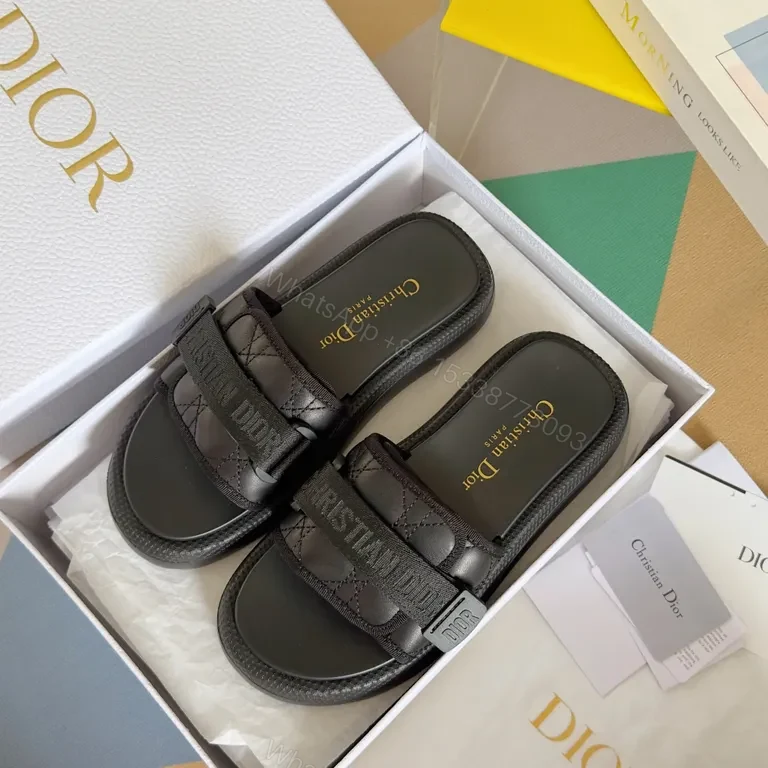 View 4 of Minimalist Leather Slide with Signature Detailing - Designer-Inspired Comfort