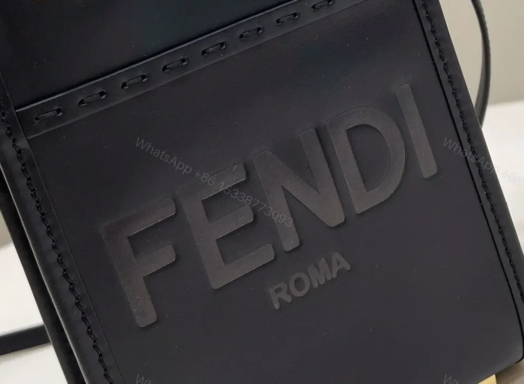 View 3 of Compact Leather Mini Handbag with Tortoishell Handle - Black, Fendi-inspired Style