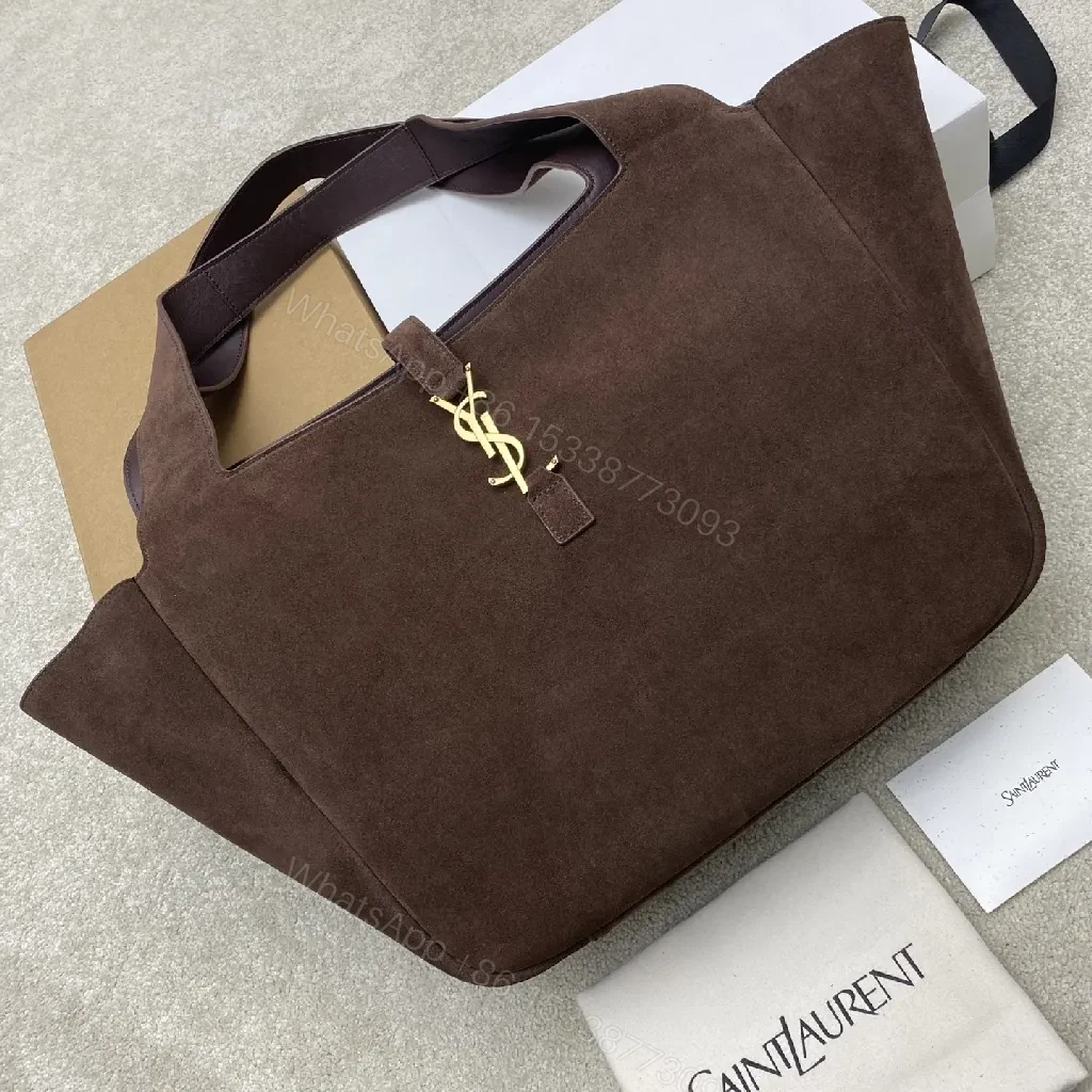 View 8 of Chocolate Suede Tote – Luxe Everyday Carry with Gold Charm