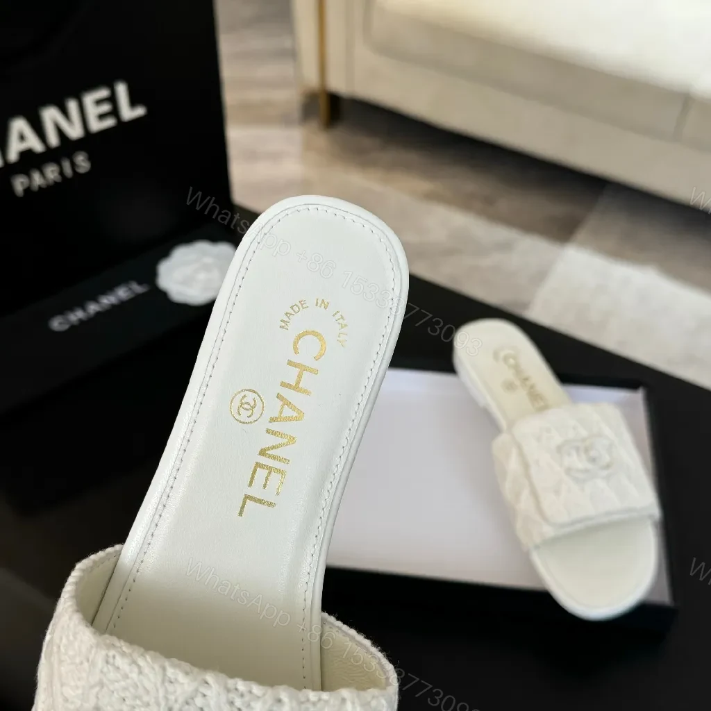 View 5 of Ivory Knit Slide with Logo Motif – Luxe Everyday Comfort