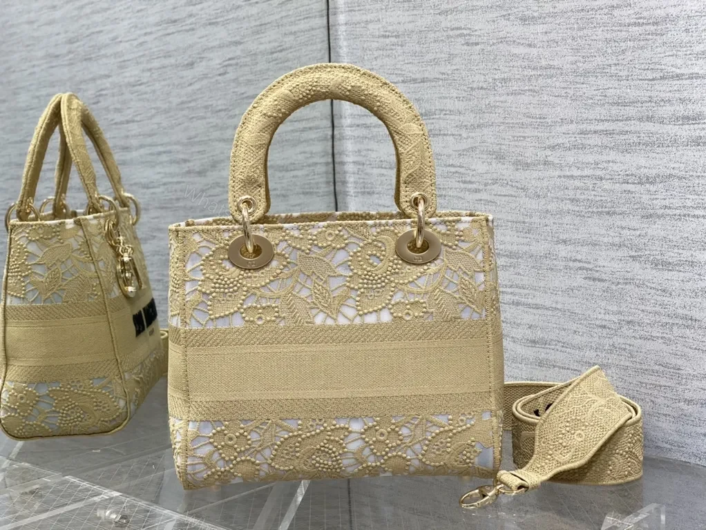 View 9 of Lace-Overlay Tote: Luxe Couture Chic Handbag - Dior Style