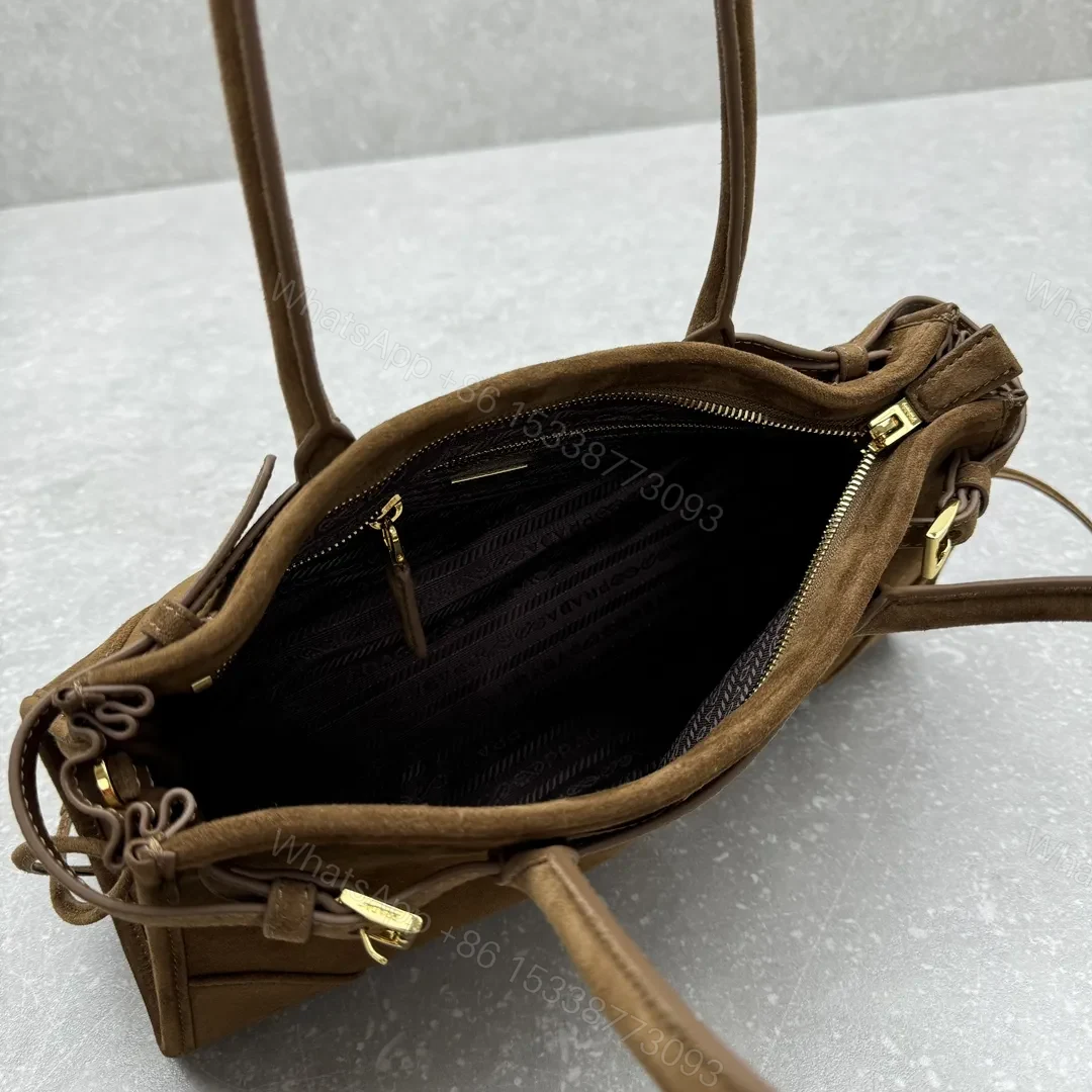 View 4 of Prada Bonnie medium suede handbag for Women