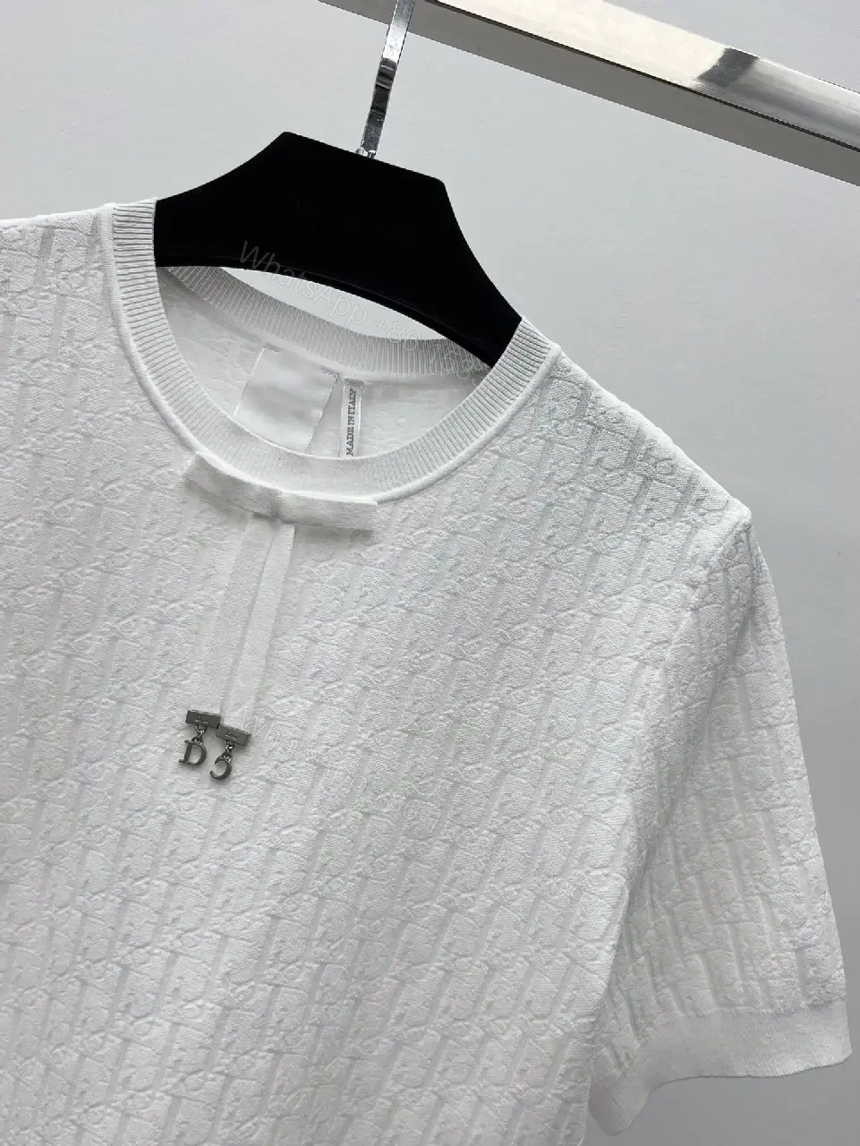 View 9 of Off-White Knit Top with Textured Cable Detail