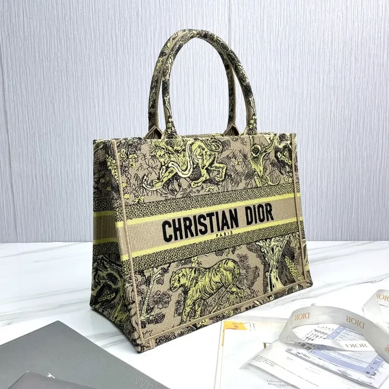 View 2 of Structured Canvas Satchel: Bold Tapestry with Dior Branding