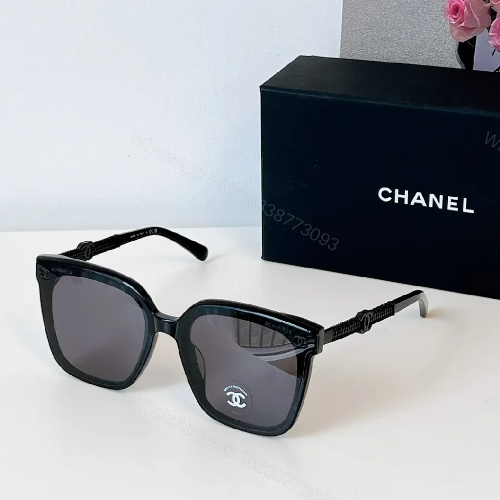 View 5 of Soft Pink Acetate Sunglasses with Gold Chain Temples - Square Silhouette
