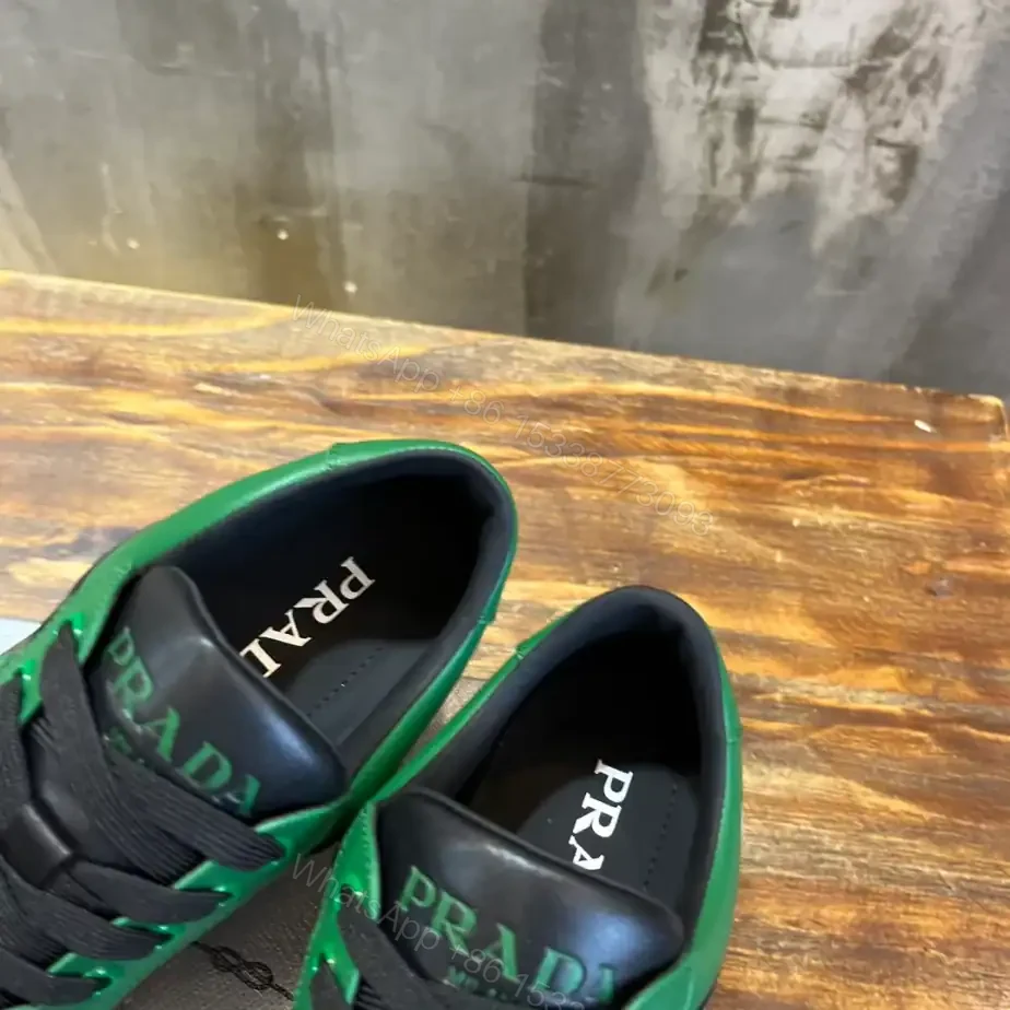 View 8 of PRADA DOWNTOWN LEATHER SNEAKERS GREEN – PRD092