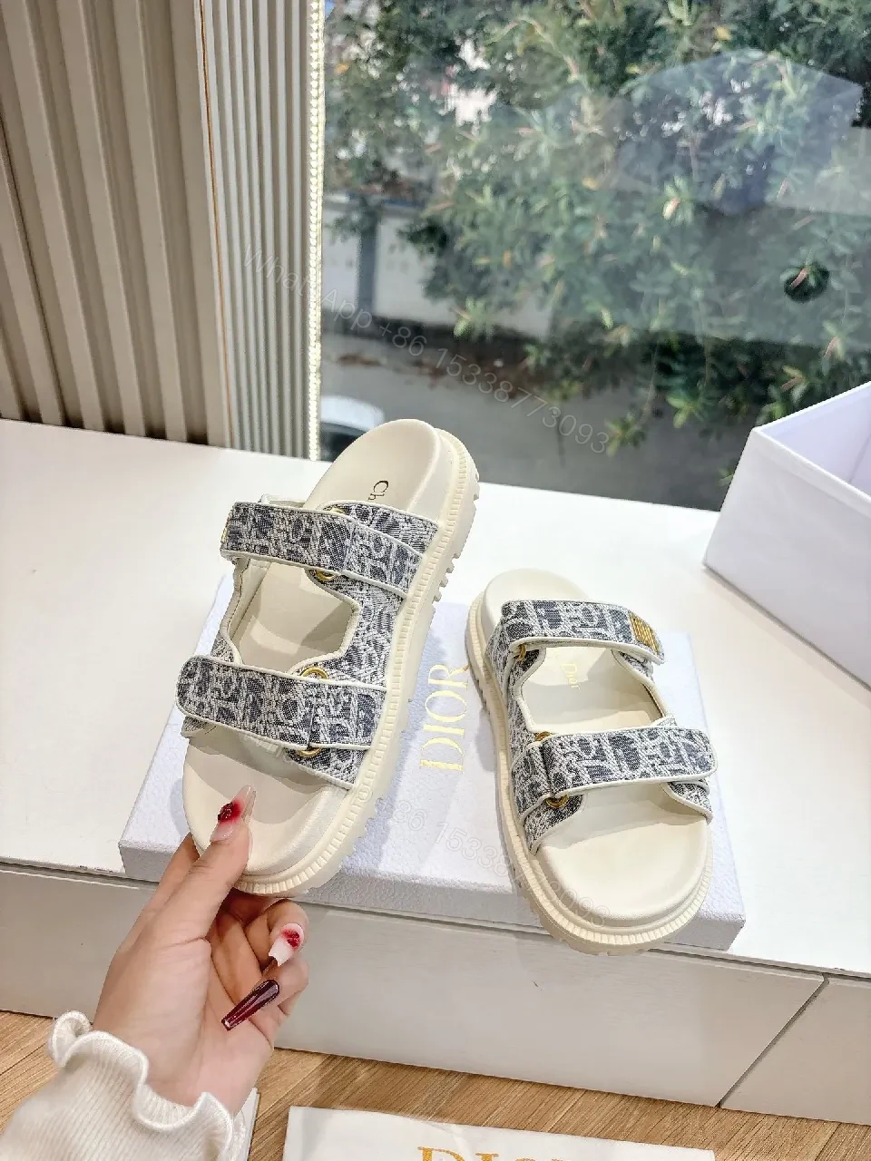 View 2 of Patterned Luxury Sandals with Monogram Texture, Comfort-First Footwear