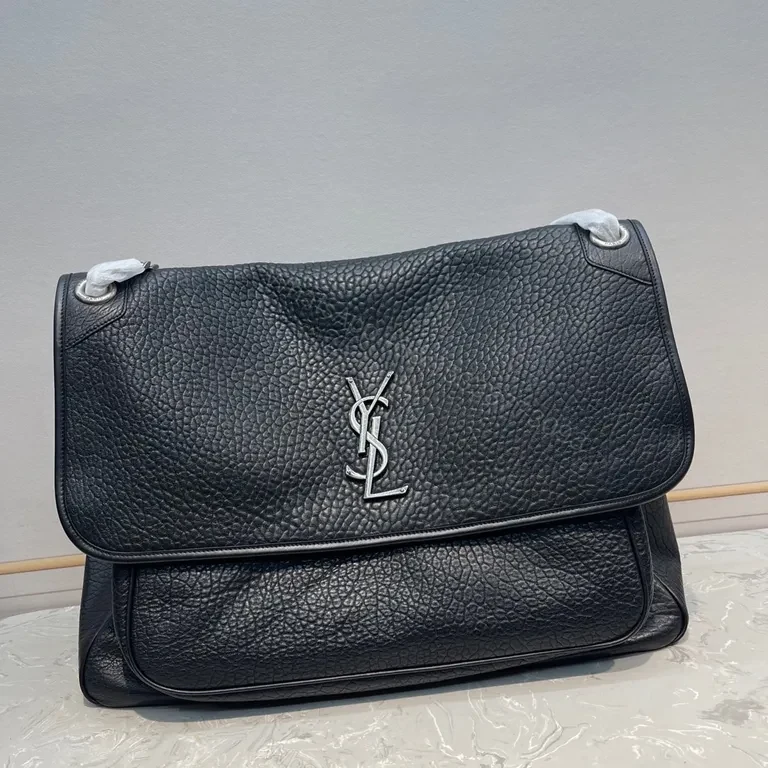 Pebble Leather YSL-Inspired Shoulder Bag — Structured, Luxe — view 1