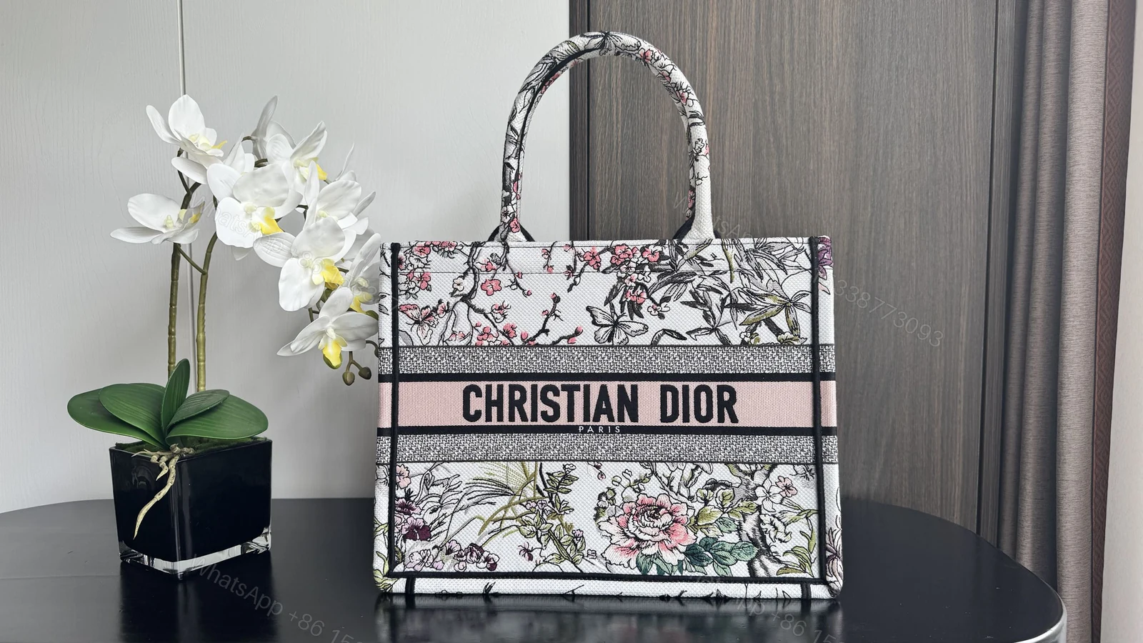 一比一Dior Book Tote刺繡托特包 粉色花卉圖騰帆布印花款 — view 1