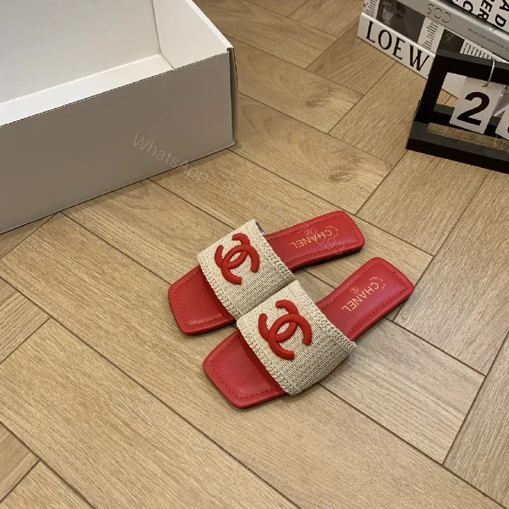 Red Leather Textured Strap Slide: Luxe Casual Comfort — view 1
