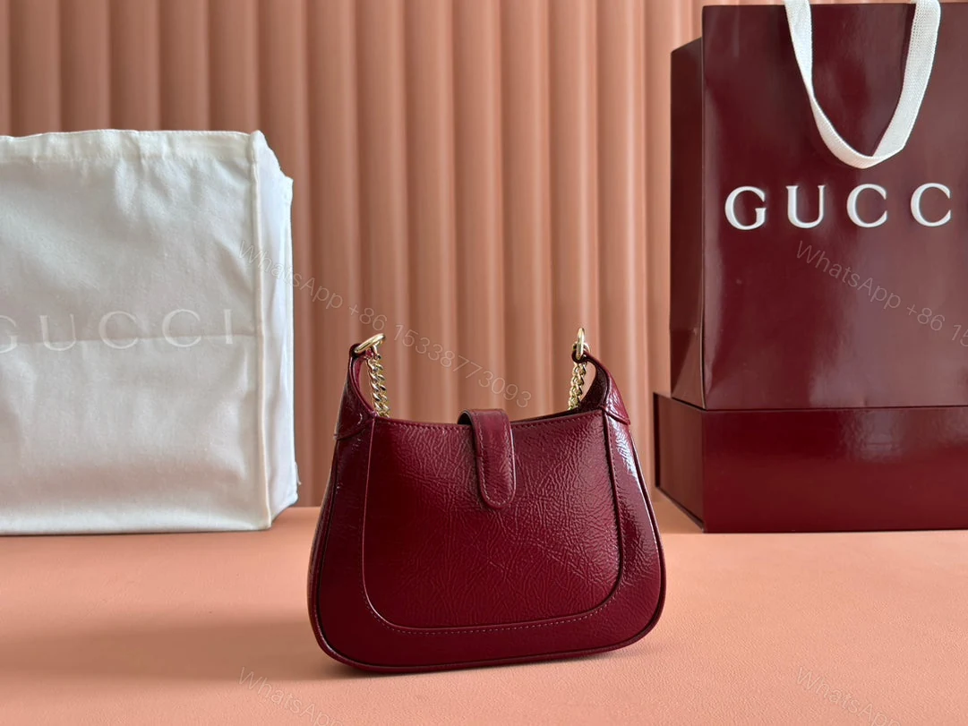 View 2 of JACKIE NOTTE MINI BAG 19 IN RED WINE CRACKED LACQUER CALFSKIN GOLD HARDWARE