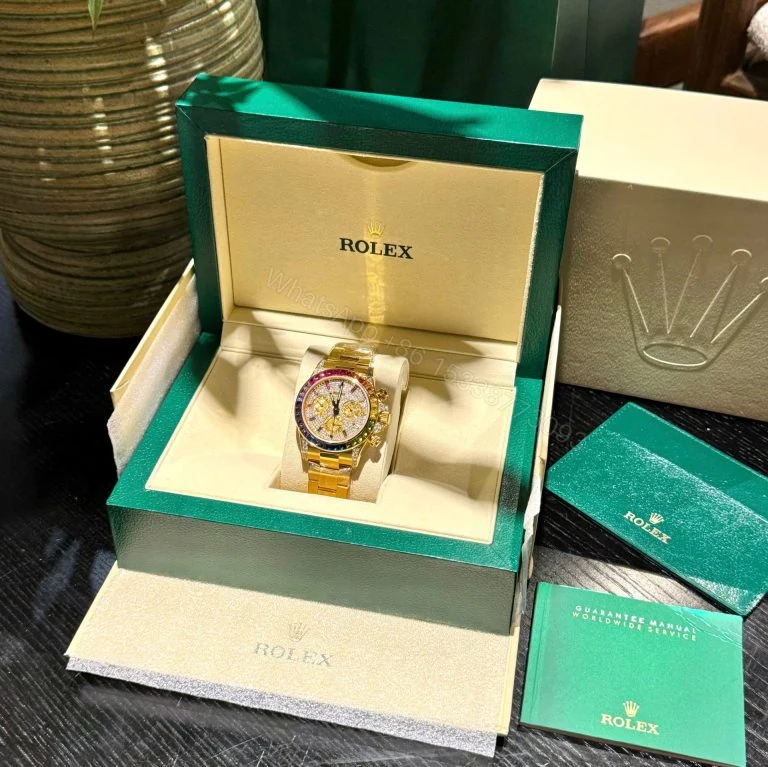 View 2 of Rolex Daytona 40mm Super Clone Moissanite & Synthetic Gemstone 18K Gold Wrapped Super Clone