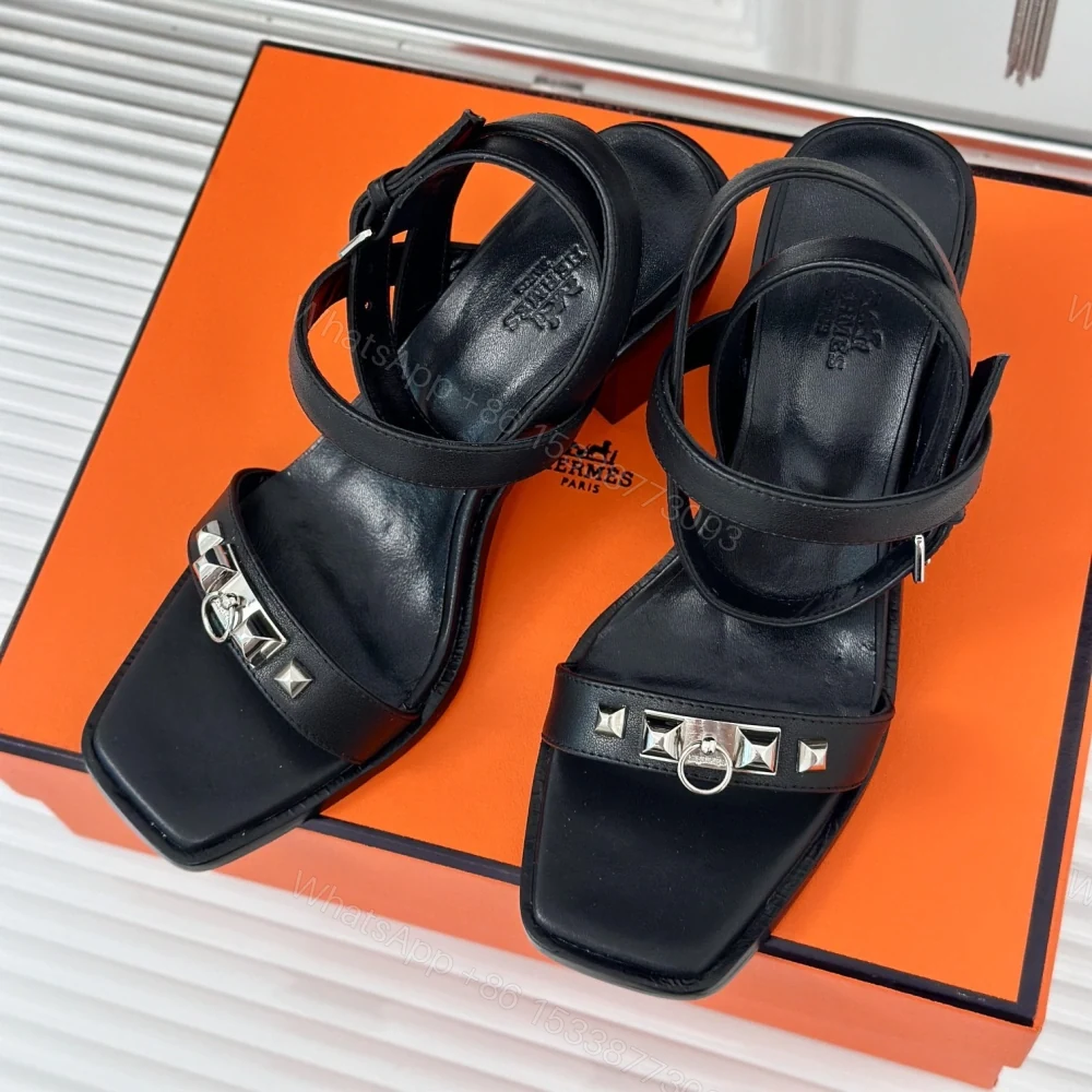 View 3 of 高仿Hermes*H241152Z02一字帶涼鞋黑色6.5CM免檢版