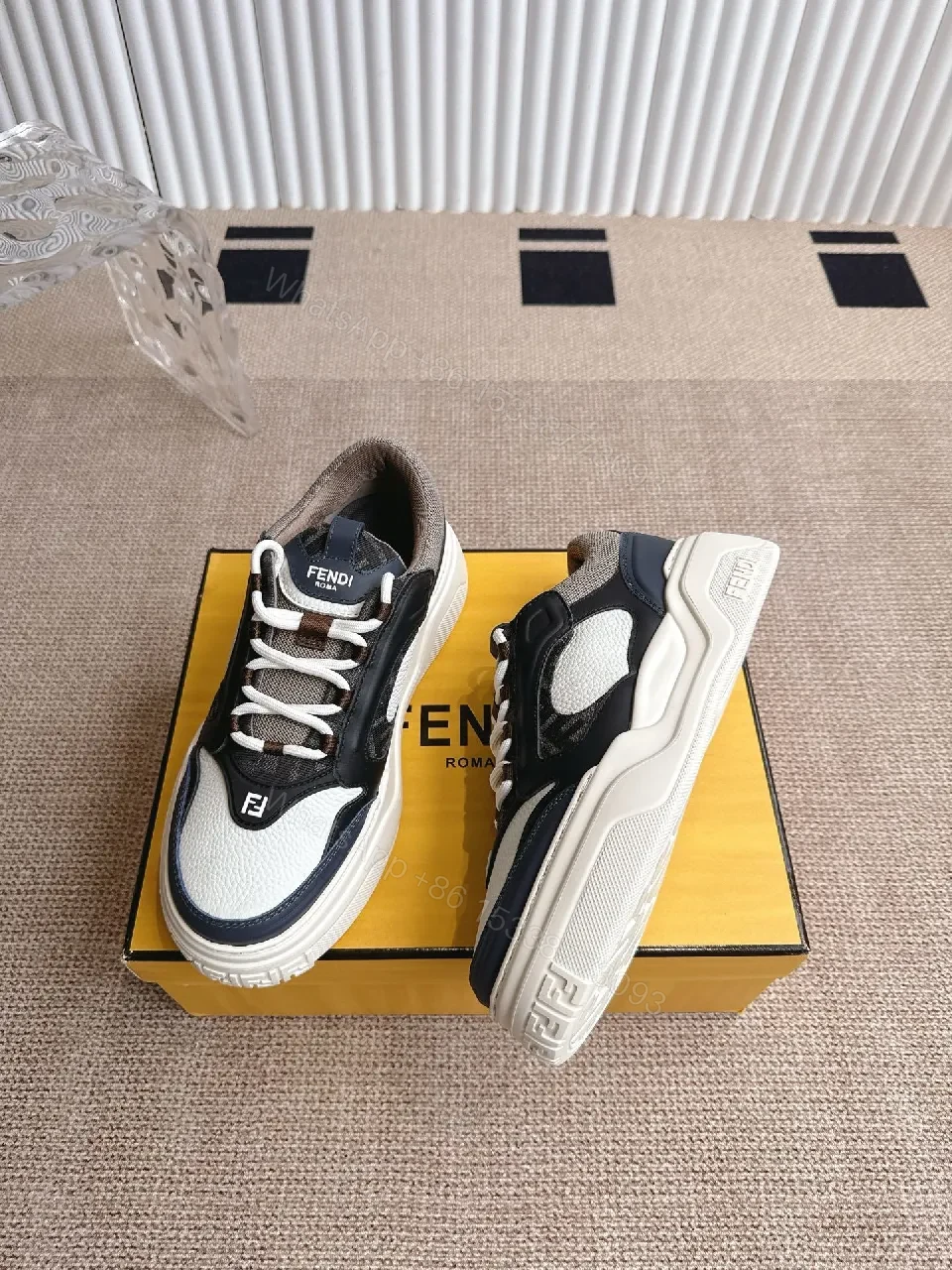 View 5 of Bold Black-White Luxe Sneakers with Signature Detailing