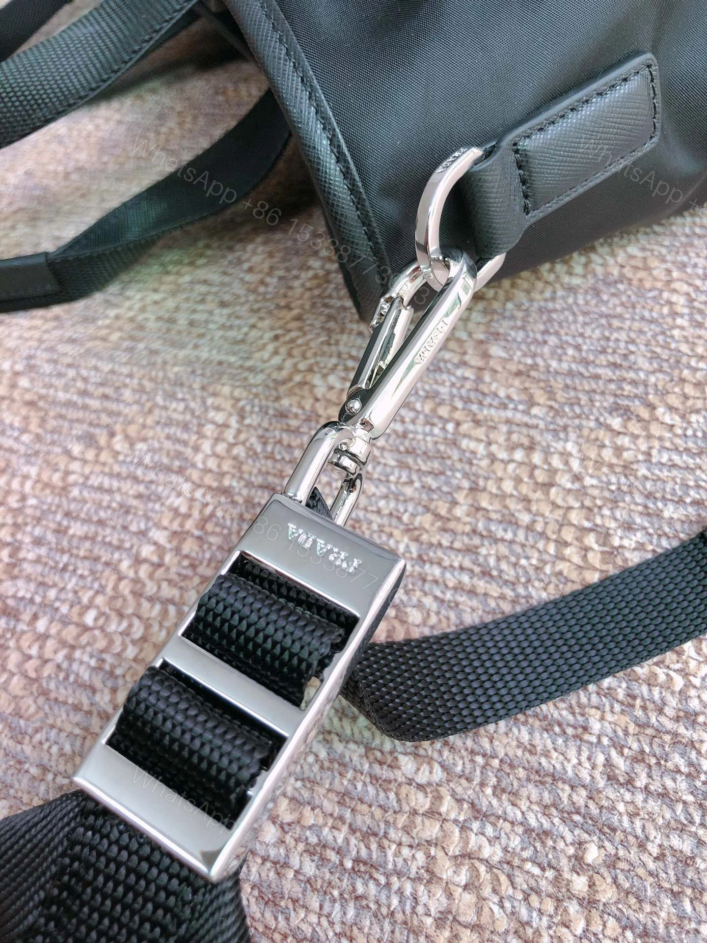 View 4 of TOTE BAG 38 IN BLACK RE-NYLON AND SAFFIANO LEATHER TRIM