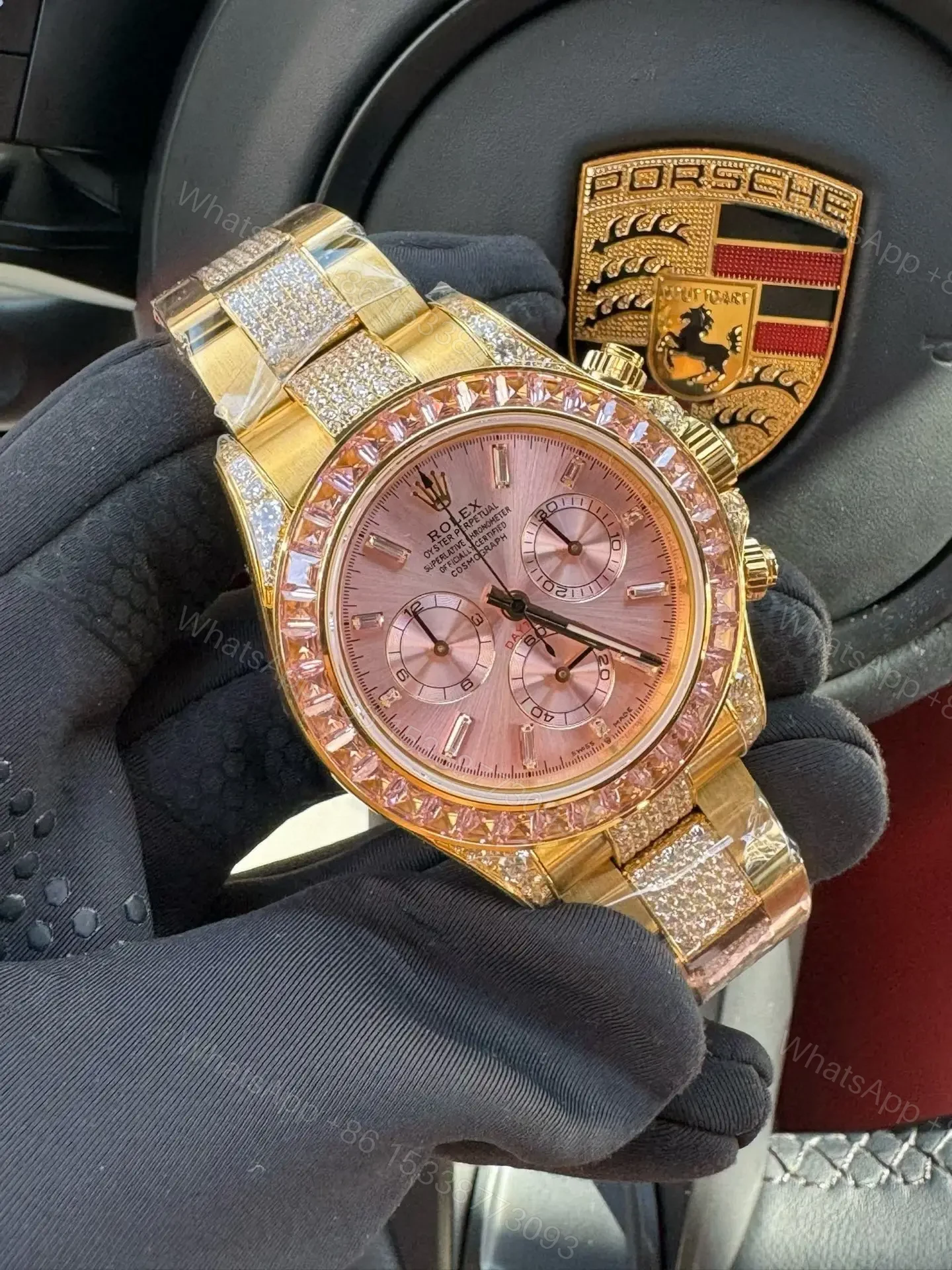 View 2 of Rolex Daytona Barbie Pink Dial Yellow Gold Diamond Oyster Bracelet Edition 40mm RG-DAYTONA-BARBIE-GOLD-PINK