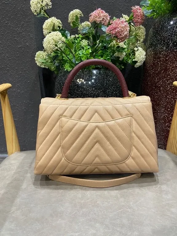 View 5 of Chic Quilted Midi Satchel - Gold Logo Hardware Bag