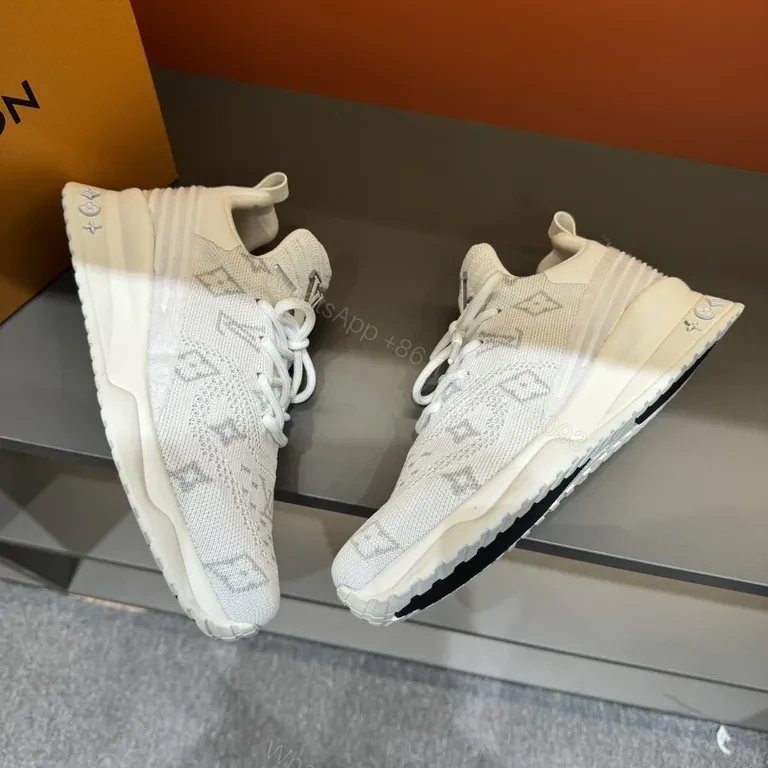 View 4 of Textured Knit Luxury High-Tops: Subtle LV Minimalist Sneakers
