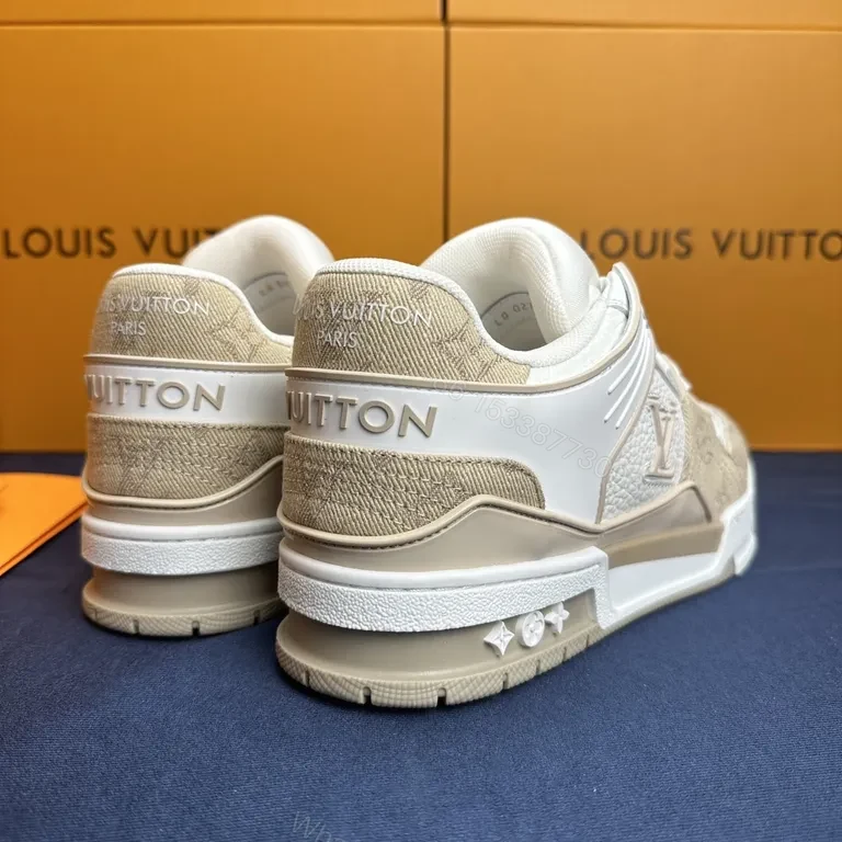 View 4 of White & Beige LV-Inspired Luxury High-Tops: Refined Everyday Sneaker
