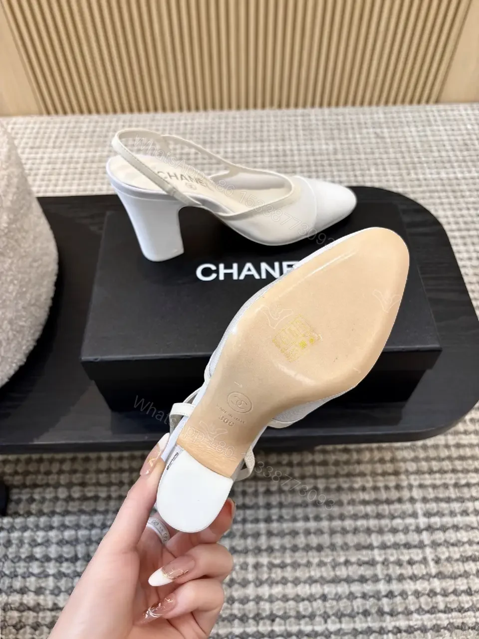 View 9 of White Fabric Slingback Heels – Modern Minimalist Comfort