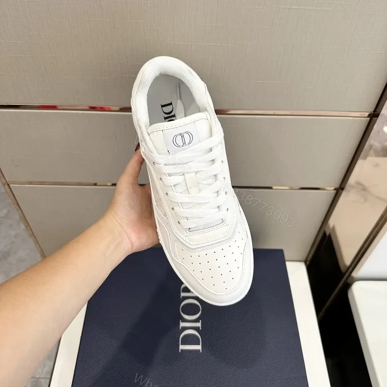 View 4 of White Dior-Influenced Leather Low-Top Sneaker: Structured Luxury