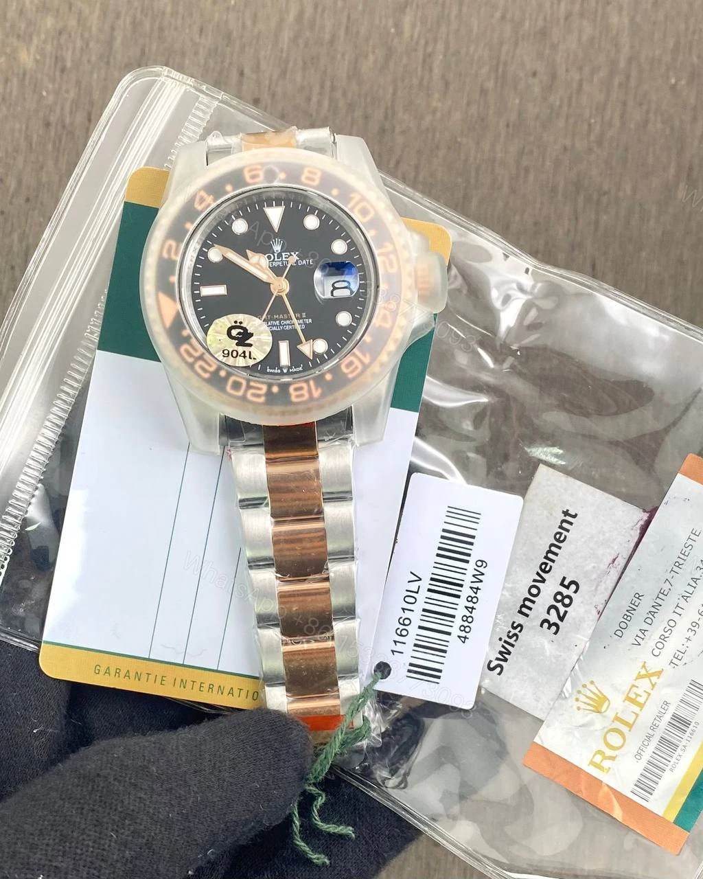 View 3 of Rolex Gmt Tu Tone Black Dial Swiss Semi ETA 3285 40mm
