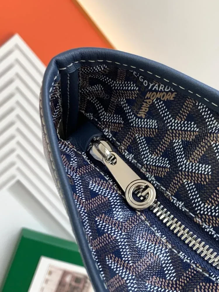 View 8 of Goyard Navy Blue Goyardine Coated Canvas and Leather Saint Louis PM Tote