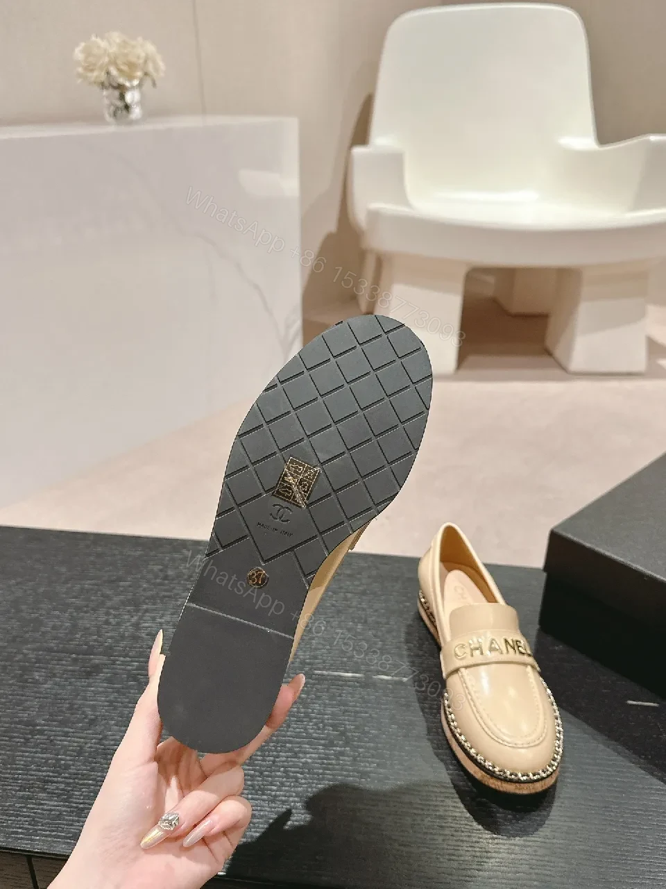 View 6 of Beige Leather Slip-On Loafers: Luxe Comfort Style