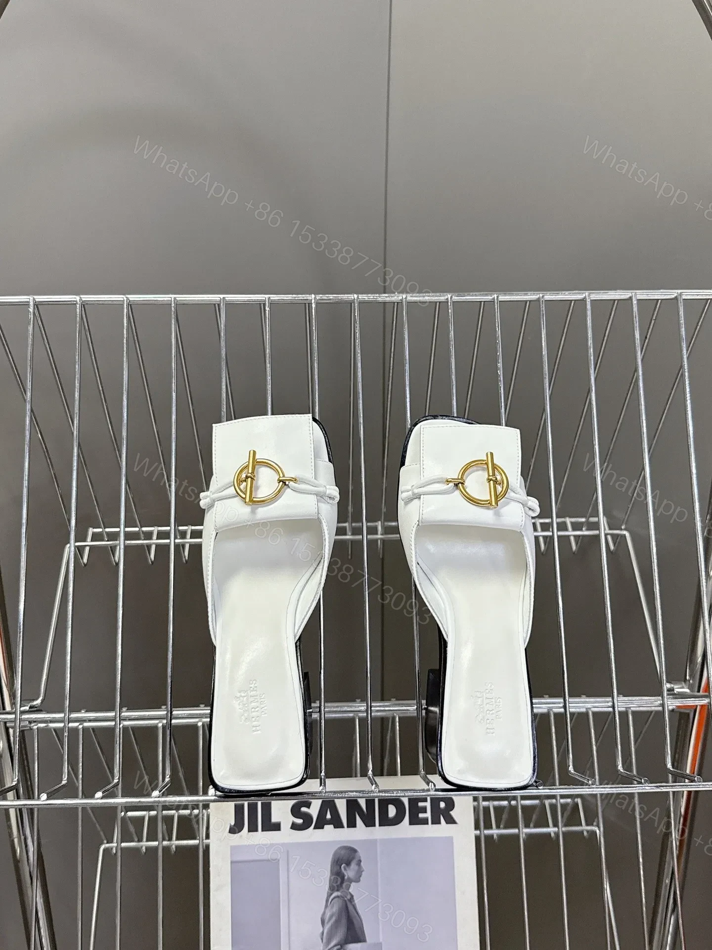 View 2 of Hermes Women White Leather Heels