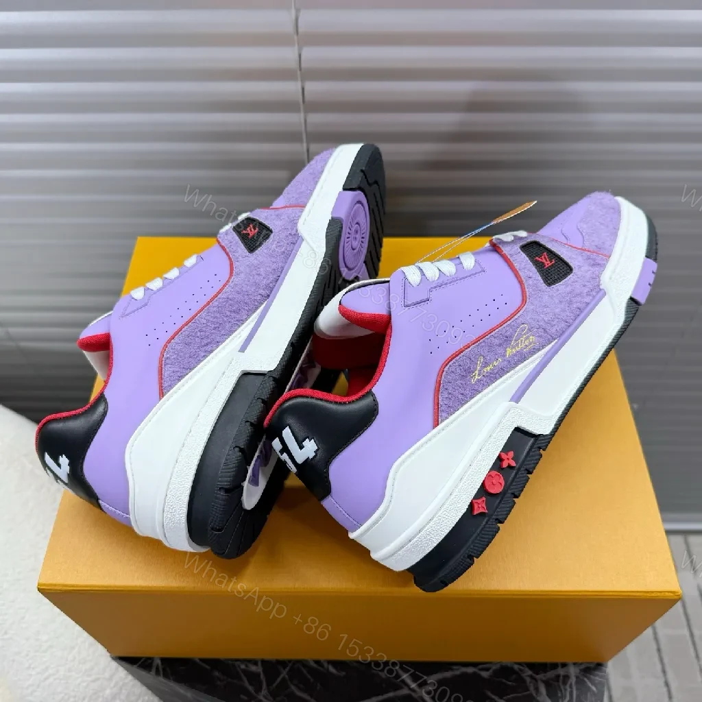 View 3 of Lilac Leather-Suede Luxe Sneaker: Premium Streetwear Comfort