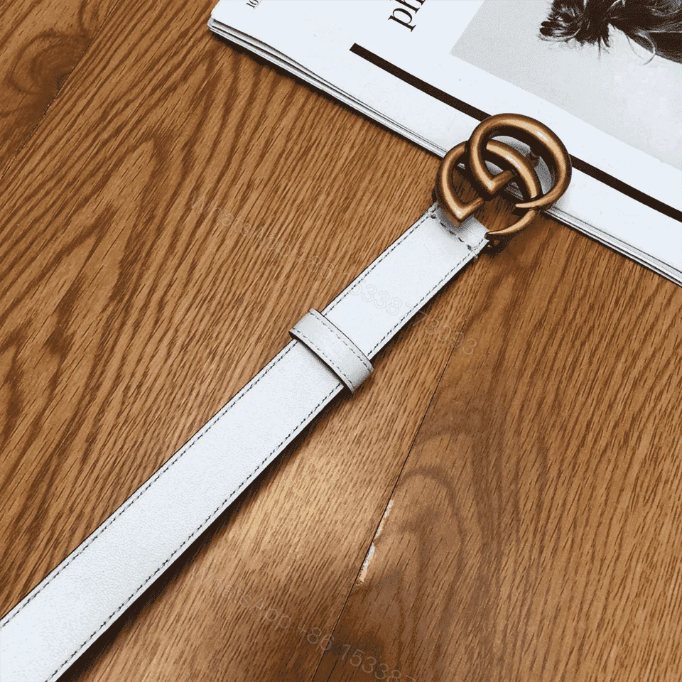 View 8 of GUCCI WHITE LEATHER BELT WITH DOUBLE G BUCKLE – B15