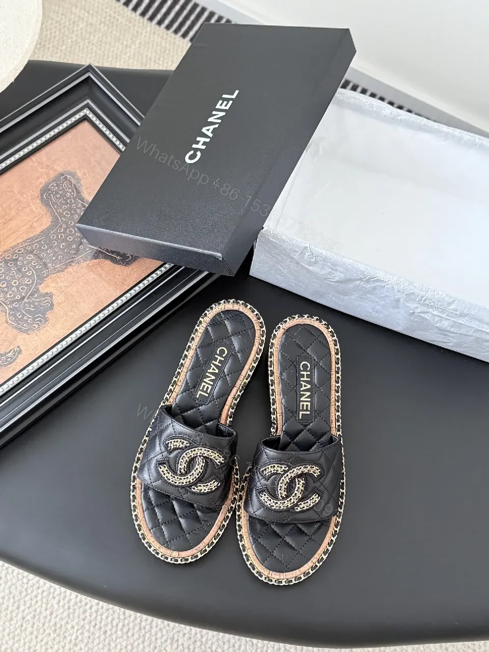 View 7 of Quilted Leather Slide with Signature Detailing