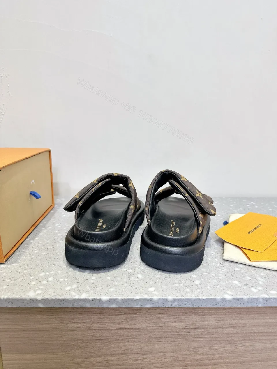 View 6 of Patterned Leather Slides: Luxe Monogram Comfort Slides
