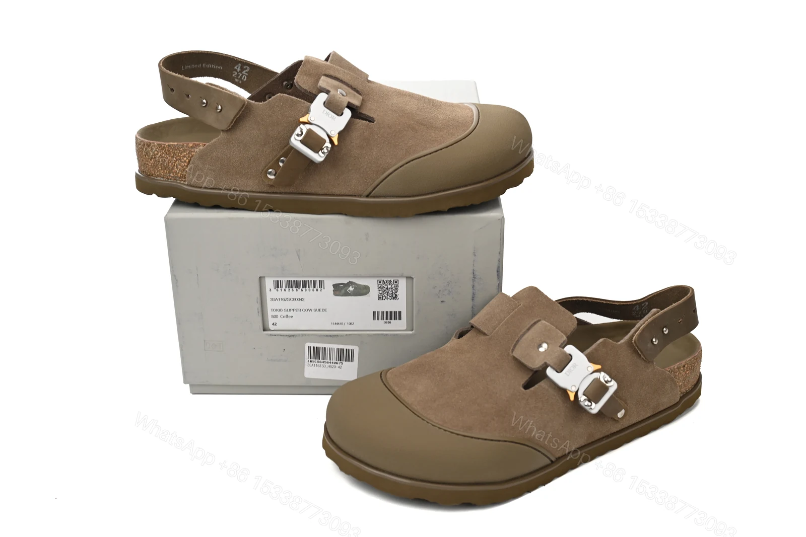 View 2 of Dior by Birkenstock Mule Tokio Khaki Nubuck Calfskin 3SA116ZSD_H620