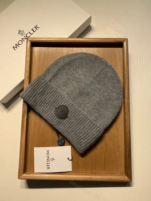 View 3 of Gray Moncler Beanie - Knit Warmth, Subtle Luxury Brand