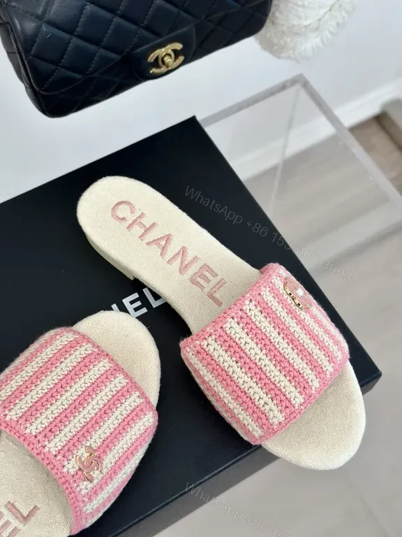 View 4 of Chanel-Inspired Knit Slides: Plush Comfort Luxury Sandals